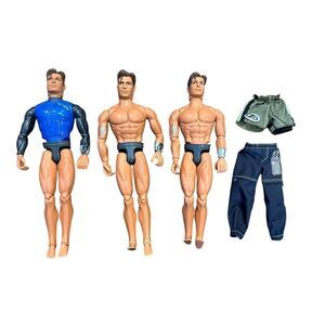 Lot of 3- 1998 Max Steel 12” Action Figures Accessories Shorts Pants Muscle Man